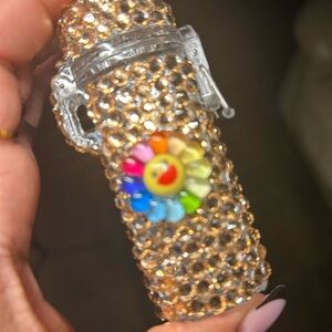 Rhinestone Crystal Lighter Case with Rainbow Flower Charm